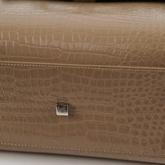 Saint Laurent Uptown Croc Embossed Tote Small Taupe