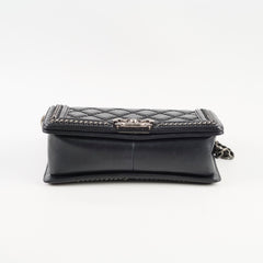 Chanel Old Medium Leboy Top Handle Shiny Calfskin Black