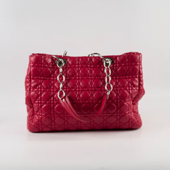 Dior Cannage Soft Leather Tote Ruby Red