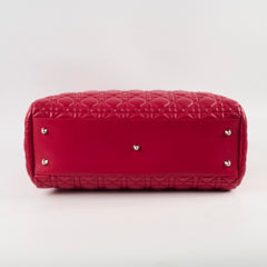 Dior Cannage Soft Leather Tote Ruby Red