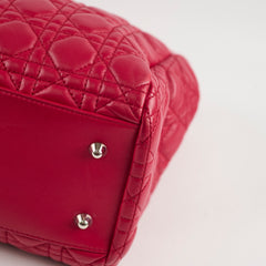 Dior Cannage Soft Leather Tote Ruby Red
