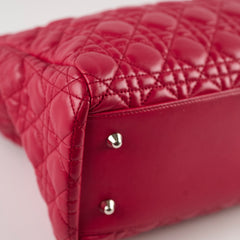 Dior Cannage Soft Leather Tote Ruby Red