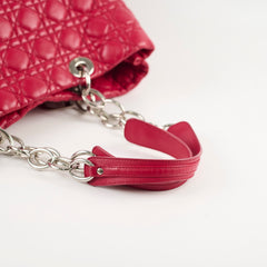 Dior Cannage Soft Leather Tote Ruby Red