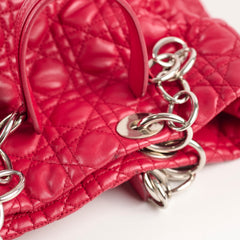 Dior Cannage Soft Leather Tote Ruby Red