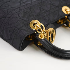 Christian Dior Vintage Lady Dior Small Black Nylon