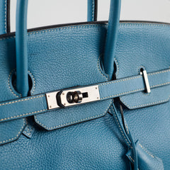Hermes Birkin 35 Bleu Jeans Clemence - J Square Stamp