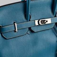 Hermes Birkin 35 Bleu Jeans Clemence - J Square Stamp