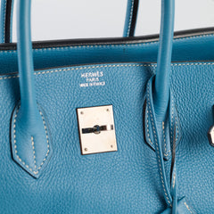 Hermes Birkin 35 Bleu Jeans Clemence - J Square Stamp