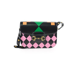 Gucci Horsebit 1955 Shoulder Bag Black Geometric Print
