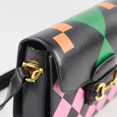 Gucci Horsebit 1955 Shoulder Bag Black Geometric Print