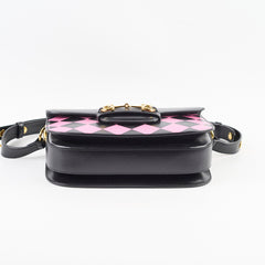 Gucci Horsebit 1955 Shoulder Bag Black Geometric Print