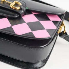 Gucci Horsebit 1955 Shoulder Bag Black Geometric Print