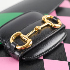 Gucci Horsebit 1955 Shoulder Bag Black Geometric Print
