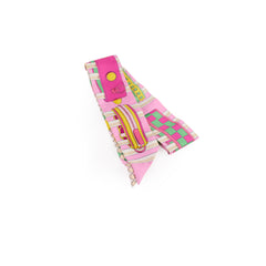Hermes Collier De Cheins Remix Rose, Vert, Jaune Silk Twilly