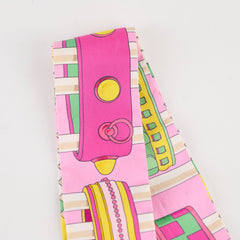Hermes Collier De Cheins Remix Rose, Vert, Jaune Silk Twilly