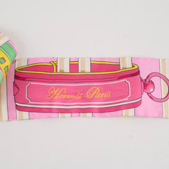 Hermes Collier De Cheins Remix Rose, Vert, Jaune Silk Twilly