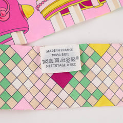 Hermes Collier De Cheins Remix Rose, Vert, Jaune Silk Twilly