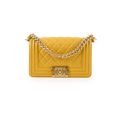 Chanel Boy Small Lambskin Yellow (21 Series)