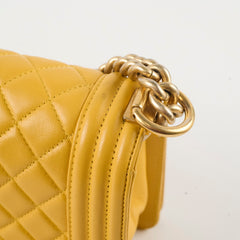 Chanel Boy Small Lambskin Yellow (21 Series)