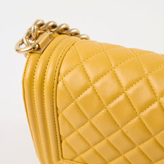 Chanel Boy Small Lambskin Yellow (21 Series)