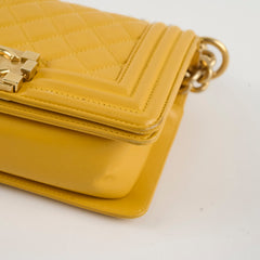 Chanel Boy Small Lambskin Yellow (21 Series)