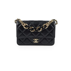Chanel Wallet On Chain Top Handle Lambskin Black (microchip)