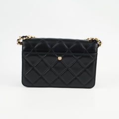 Chanel Wallet On Chain Top Handle Lambskin Black (microchip)