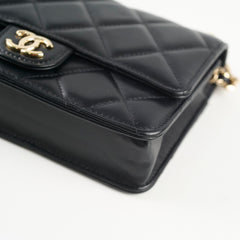 Chanel Wallet On Chain Top Handle Lambskin Black (microchip)