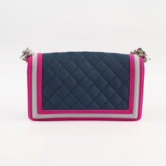 Chanel Medium Flou Canvas Boy Bag Navy/Pink/ Grey