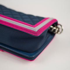 Chanel Medium Flou Canvas Boy Bag Navy/Pink/ Grey