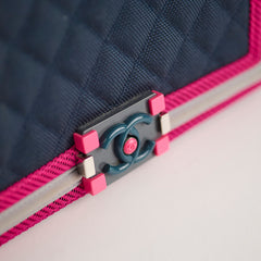 Chanel Medium Flou Canvas Boy Bag Navy/Pink/ Grey