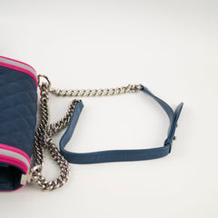 Chanel Medium Flou Canvas Boy Bag Navy/Pink/ Grey