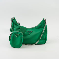 Prada Tessuto Re-Edition 2005 Nylon Hobo Green
