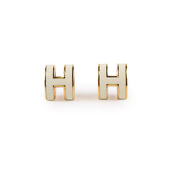 Hermes Mini Pop H Blanc Earrings