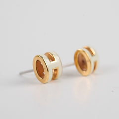 Hermes Mini Pop H Blanc Earrings
