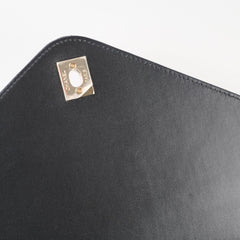 Chanel Large Black Patent Metal Frame Clutch (microchip)
