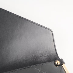 Chanel Large Black Patent Metal Frame Clutch (microchip)