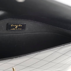 Chanel Large Black Patent Metal Frame Clutch (microchip)