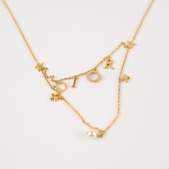 Dior Gold Crystal and Pearl Fashion Jewellery Necklace