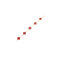 Van Cleef & Arpels Vintage Alhambra Carnelian 5 Motifs Bracelet