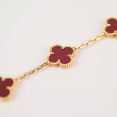 Van Cleef & Arpels Vintage Alhambra Carnelian 5 Motifs Bracelet
