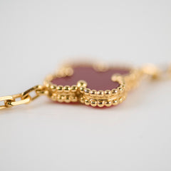 Van Cleef & Arpels Vintage Alhambra Carnelian 5 Motifs Bracelet