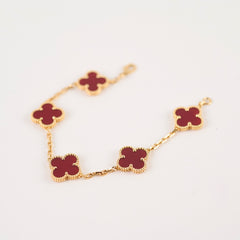 Van Cleef & Arpels Vintage Alhambra Carnelian 5 Motifs Bracelet