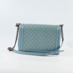 Chanel Large Patent Boy Bag Light Blue