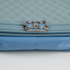 Chanel Large Patent Boy Bag Light Blue