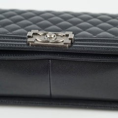 Chanel Old Medium Classic Flap Black Caviar Ruthenium HW (microchip)