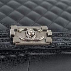 Chanel Old Medium Classic Flap Black Caviar Ruthenium HW (microchip)