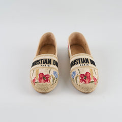 Dior Floral Espadrilles Tweed Beige - Size 36