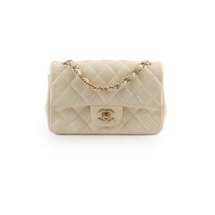 Chanel Mini Rectangular Cream Lambskin Crossbody- Microchipped