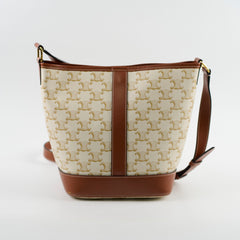 Celine Triomphe Canvas Bucket Bag White